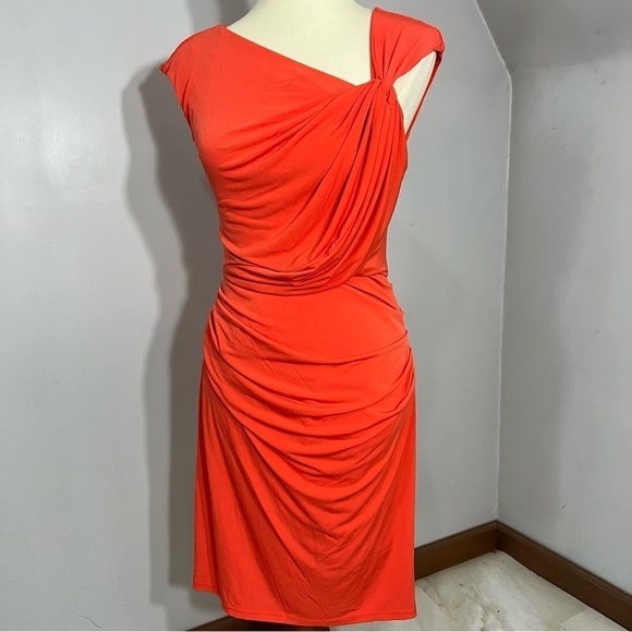Vintage Baddie Bodycon Dress Fitted Party Going Out Summer Dopamine Orange Vacay - Picture 10 of 11
